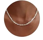 Dochais Collar Perlas Mujeres Collar Oro Plata con Perlas Irregulares de 4x6 mm Chica Perla Blanca Choker para Boda Baile Graduación Novia Perla Joyas Regalo