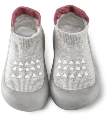 flintronic Zapatos Bebe Primeros Pasos, Zapatos Primeros Pasos con Suela de Goma, Zapatillas de Suela Blanda Antideslizantes y Transpirable para Bebés Niñas y Niños, Puntos Grises, 12-18 Meses