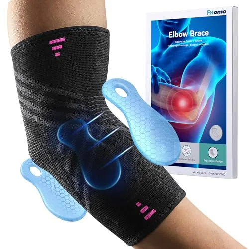 Fitomo Codera Epicondilitis, coderas para tendinitis Tenis y Golfista con 2 Almohadillas de Compresión, para Aliviar el Dolor de la Tendinitis - 1 Unidad