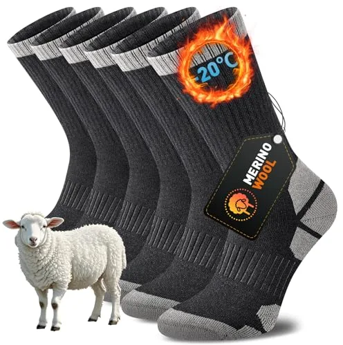Niorasen Calcetines de Lana Merino para Hombre y Mujer, Termicos Gruesos y Cálidos sin Costuras, para Invierno y Frío Extremo, Ideal para Trekking, Senderismo, Running, Ciclismo, Trabajo, 3 Pares