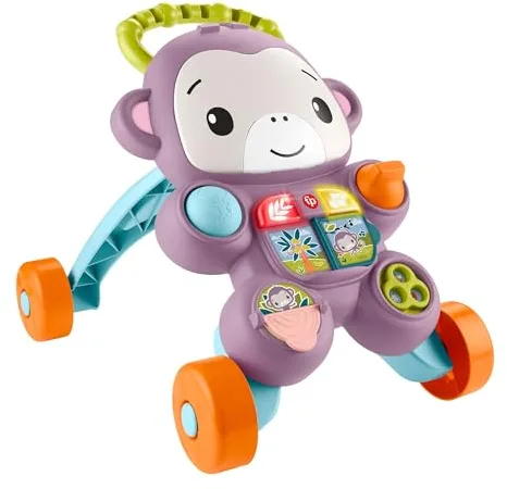 Fisher-Price Andador para bebés Monito morado Primeros pasos, juguete con música, luces y actividades para bebés y niños pequeños a partir de 6 meses, JGW90