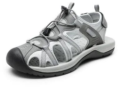 DREAM PAIRS Sandalias Hombre Verano Trekking Deportivas Playa Antideslizantes Zapatos con Punta Cerrada de Senderismo,Size 44,Gris Claro,DMUMST2505