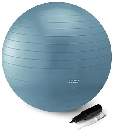 Amazon Basics - Pelota para Ejercicios de Yoga, 58-66 cm de diámetro, Color Turquesa