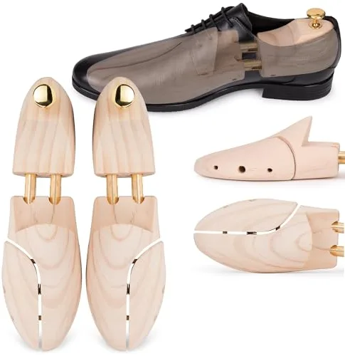 SULPO Tendedero de madera de pino para hombre y mujer – Zapatero de madera – Tensor de zapatos de madera – para una mayor durabilidad de tus zapatos – Diseño elegante, Beige., 41-42