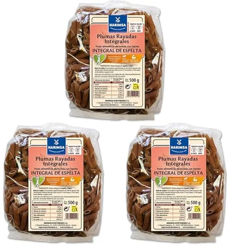 Harimsa Pasta de Harina Integral de Espelta - 500 g (Paquete de 3)
