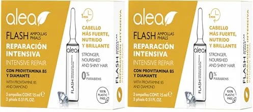 ALEA - Ampollas Hidratantes para el Cabello - Ampollas Flash - 3 x 15 ml - Nutre Intensamente el Cabello - Aporta Fuerza y Resistencia - Reparador de Puntas - Previene la Rotura - Pelo más Brillante