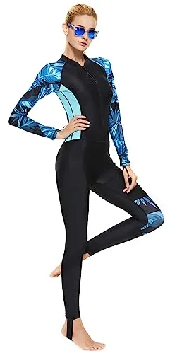 Wjsdsg Traje de baño de manga larga para mujeres y hombres, traje de baño de cuerpo completo, protección solar, traje de baño estampado