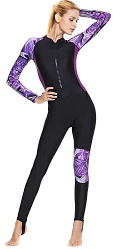 Wjsdsg Traje de baño de manga larga para mujeres y hombres, traje de baño de cuerpo completo, protección solar, traje de baño estampado