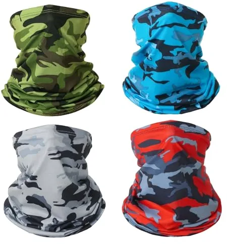 KEYRI 4 Piezas Pañuelo de Hombre Mujer Calentador de Cuello Braga Cuello Moto Mascarilla Multifuncional Deporte Calentador Pasamontañas Máscara de Esquí Ciclismo Senderismo Correr Aire Libre (Vistoso)