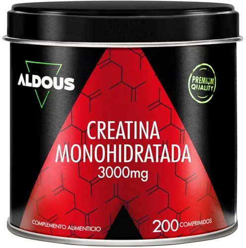 Creatina Monohidratada 3000mg - 200 comprimidos Fáciles de Partir - Recuperador Muscular, Energía, Entrenamiento - Creatina monohidrato - Suplemento Deportivo Potenciador - ALDOUS