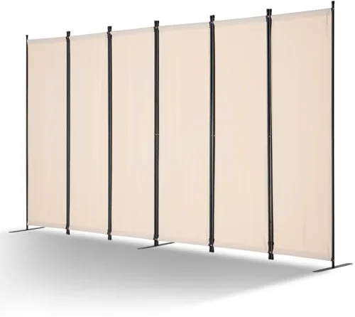 VEVOR Biombo Separador de Ambientes de 3110 x 1805 x 450 mm, Separador Plegable de Ambientes de 6 Paneles Mampara de Privacidad para Interiores, Separador de Ambientes para Oficina, Dormitorio, Beige