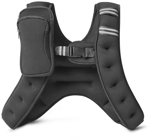 Amazon Basics - Chaleco con lastre con rayas reflectantes, no ajustable, 5,4 kg, Negro