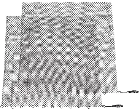 Juego de Cortinas de Malla para Chimenea de 2 Piezas - Pantalla Protectora contra Chispas para Chimenea y Protección contra Incendios - Juego de Herramientas y Pantalla para