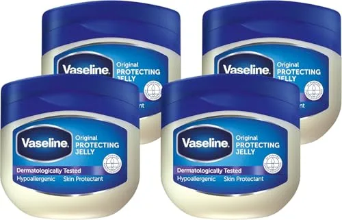 Vaseline Original Protecting Jelly, Crema Protectora y Reparadora, Adecuada para Pieles Sensibles, Piel Seca Nutrida, Barrera Cutánea Regenerada, Vaselina Pura, 4x 100ml