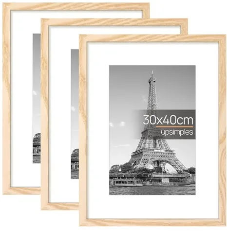 upsimples Pack de 3 marcos de fotos 30x40 de madera, marco de fotos 30x40, marco para fotos, imágenes, pósteres