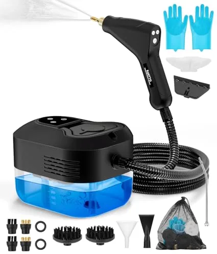 PAHTTO Limpiador a vapor multifuncional de alta temperatura para el hogar, con pantalla LCD y mango antiescaldaduras, cantidad de agua ajustable, adecuada para la limpieza de la casa y el coche