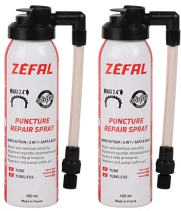 ZEFAL Pack Repair Spray – Bomba Antipinchazos Bicicleta y Reparación – 2 Botellas de 100ml