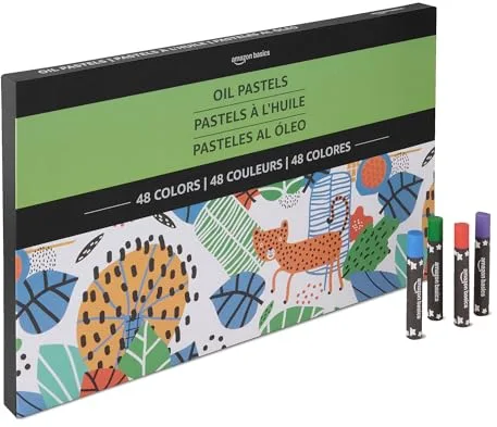 Amazon Basics - Juego de pasteles al óleo suaves para artistas, principiantes, estudiantes, profesores, 1 unidad, 48 colorese