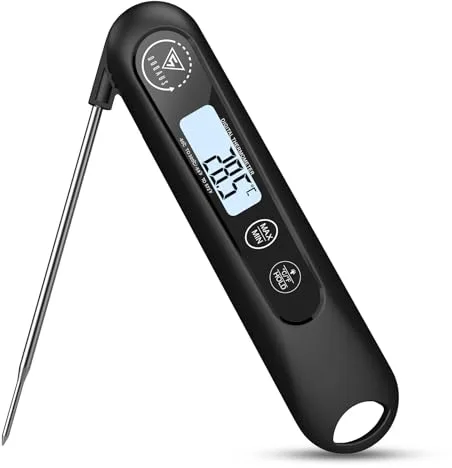 DOQAUS Termometro Cocina Digital de Lectura Instantánea de 3s, Termómetro Alimentos con Plegable Sonda Larga, Termometro Carne con Pantalla LCD para Carne, BBQ, Comida, Liquidos, Aceite, Agua
