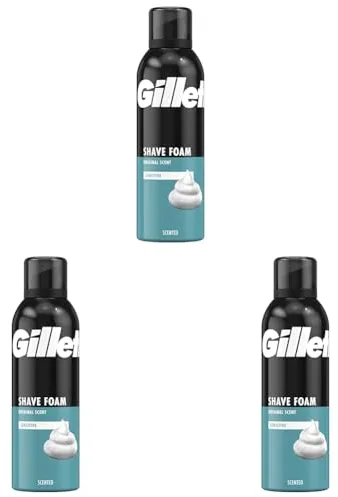 Gillette Classic Espuma De Afeitar Para Hombre, Para Piel Sensible, Ayuda A Proteger Contra La Irritación Del Afeitado, 200ml (Paquete de 3)