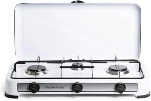 Melchioni Family Minerva 3 | Cocina de Gas 3 Fuegos – Estructura de Acero Esmaltado, Parrillas y Quemadores Extraíbles, Regulación de Llama, Potencia 2.9 kW