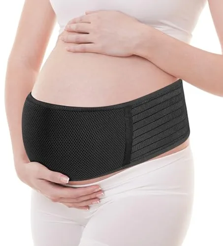 BUKYCAT Banda de Maternidad Para el Embarazo, Cinturón De Soporte, Bandas De Soporte Pélvico, Faja Abdominal Ligera y Transpirable para Embarazadas para Aliviar el Dolor de Espalda y Pélvico (Negro)