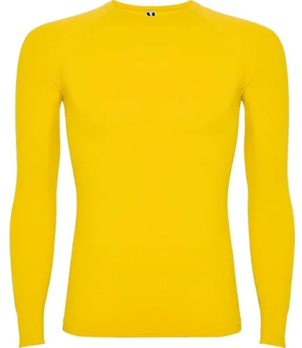 ROLY Camiseta Termica Unisex Prime 0365, Camiseta termica Hombre, Camiseta termica Mujer, Camiseta Interior, Camiseta Manga Larga (FR/ES, Letras, XS, S, Regular, Regular, Amarillo 03)