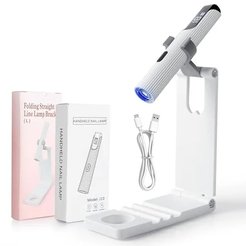 Romon Lampara UV Led Uñas, USB Recargable y Portátil, 3W Lampara Led Uñas, Mini Lampara UV Led Uñas con Soporte, Temporizador 20/60, para el Secador de Uñas del Salón de Casa, Blanco