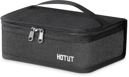 HOTUT Pequeña Bolsa de Almuerzo, Bolsa Termica Porta Alimentos Pequeña, Mini Fiambrera Aislada para Hombres y Mujeres, Lancheira Termica, para Niños Adultos Oficina Trabajo Colegio - Negro