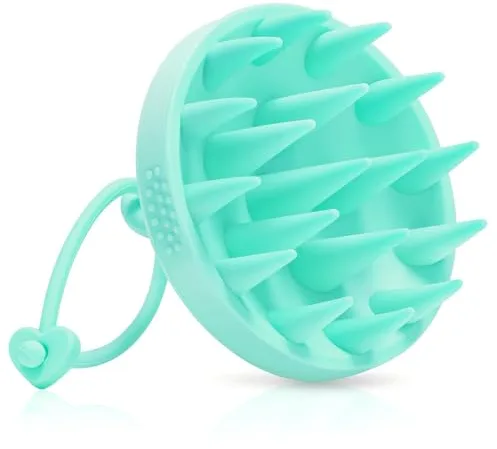 Alyvisun Masajeador Cuero Cabelludo, Silicona Suave Cepillo Masajeador Cabeza para el Crecimiento del Cabello | Relajación y Limpieza de la Cabeza | EExfoliación del Cuero Cabelludo - Verde