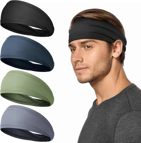 Tumurup Cinta Pelo Deporte, 4 Pcs Cinta Pelo Hombre Diadema Hombre Antiscivolo Elástico Headband Accesorios Running Deporte