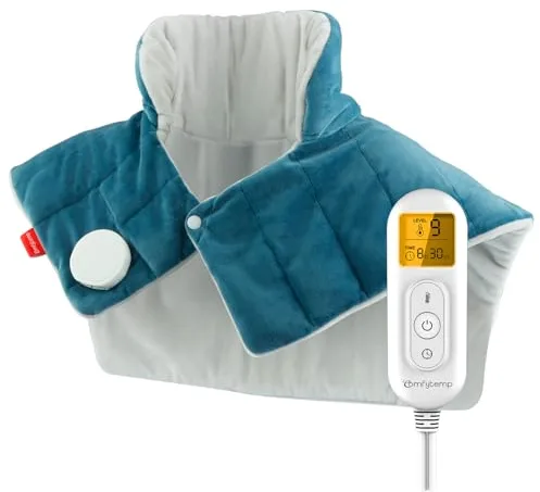 Comfytemp Almohadilla Térmica Cuello, 9 Niveles de Calo y 11 de Temporizador, Almohadilla Térmica Cervical para Relaja el Hombros y Espalda, Apagado Automático, Lavable a Máquina, san Valentin Regalo