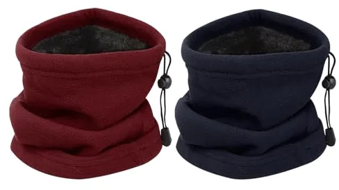 JSTHHTT Braga Cuello Invierno para Hombre Gruesa Calentador de Polar Lana Calentar de Punto Bufanda Tubular Combina, Snood Bufanda Calentador Tubular (2, Azul Marino, Burdeos)