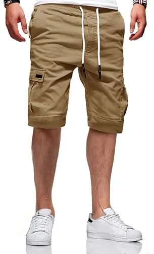 JACKETOWN Pantalones Cortos Cargo Algodón Para Hombre - Bermudas Casuales Verano Cintura Elástica