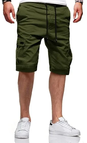 JACKETOWN Pantalones Cortos Para Hombre, Cargo Algodón Bermuda Casual Verano Elástico