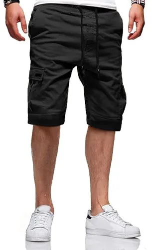 JACKETOWN Pantalones Cortos Cargo Algodón Tipo Bermuda Casual Verano Cintura Elástica Para Hombre
