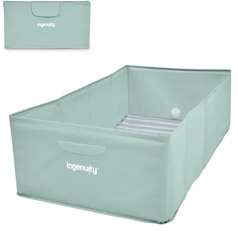 Ingenuity, Bañera para Niños Pequeños Tuckaway, Convierte la Ducha en Bañera, Plegable para Fácil Almacenaje, Diseño Compacto, Fácil de Limpiar, No Requiere Montaje, Para 12 Meses a 5 Años