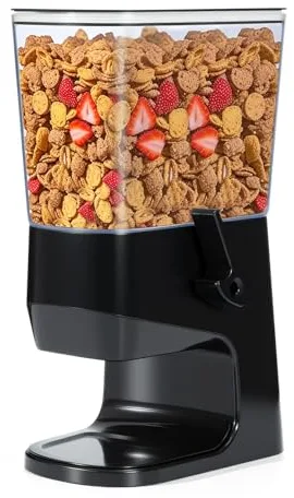 Tokokimo Dispensador Cereales, No Aplasta los Cereales al Servir, Cereal Dispenser de 3,2 L y Dispensador de Cornflakes, ideal Para Dulces, Frutos Secos, Alubias, Granola (Negro, Pack de 1)