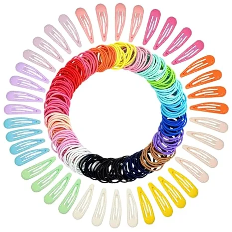 KEYRI 240 Stück Pelo Horquillas y Gomas Pequeñas Gomas Pelo Multicolor Elástico Color Caramelo Pinzas Pelo Niña Horquillas Metal Infantiles Clip Lindos Broches de Pelo a Presión (Multicolor)