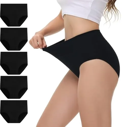 NUOZA Bragas Mujer Algodon Talle Alto Bragas Postparto Braguitas Culotte Mujer Ropa Interior Faja Reductora Underwear Cómodas y Suaves Negro L