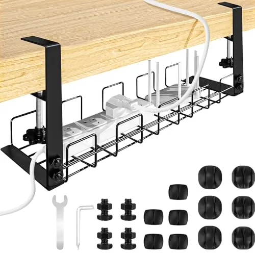 Bandeja de Gestión Cables Debajo Mesa Escritorio Gaming,Organizador de Cables,Accesorios para Almacenar y Esconder Cables, Regleta de Soporte para Ordenador,Oficina (1 Piezas)