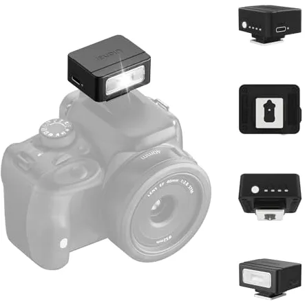 ULANZI SL01 Mini Flash de Cámara, GN8 6500K, Speedlite Manual, 4 Niveles de Potencia (1/8~1/1), Compatible con Nikon, Sony, Fujifilm, Panasonic, Diseño Compacto y Portátil, Carga Rápida Type-C