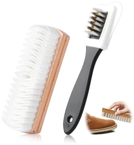 AEIOPRS 2 Pcs Cepillo para Zapatos de Ante y Nubuck Limpieza de Nobuck Piel y Gamuza con Borrador y Paño