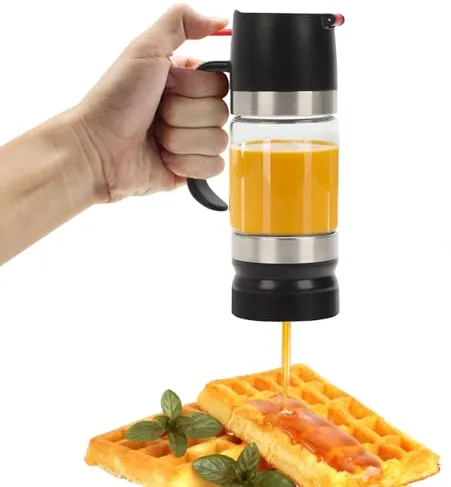 Dispensador de Miel Antigoteo, Tarro para Miel de 10,65oz, Tapas Superior E Inferior Extraíbles, Dispensador Miel que Mantiene la Miel Fresca, Accesorio de Cocina para Guardar Miel y Jarabe (Negro)