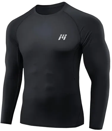 MEETWEE Camiseta Compresion Hombre, Hombre Transpirable Secado rápido para Running Gym Ciclismo Ropa Deportiva Manga Larga Base Layers para Running Gym Ciclismo Camisa