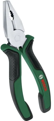 Bosch alicates universales 180mm (alicates universales precisos y de gran duración; empuñadura suave antivibración y ergonómica; superficie niquelada)