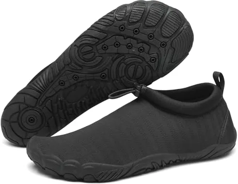 Mishansha Zapatos de Playa y Natación Hombre Mujer Zapatillas de Agua Antideslizantes Ligeras Secado Rápido Negro 42 EU