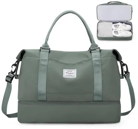 SEAFEW Bolsa de Viaje Grande para Easyjet,Impermeable Bolsa de Deporte para Gimnasio,Bolsa de Mano Equipaje de Fin de Semana para Mujer,Bolso de Natación para Playa,C2-Verde