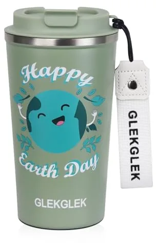 GLEKGLEK Tierra Taza Térmica 500ml, Reutilizable Vaso Termo Cafe para llevar, Antiderrames Frascos de Viaje para Niños Niñas Regalos