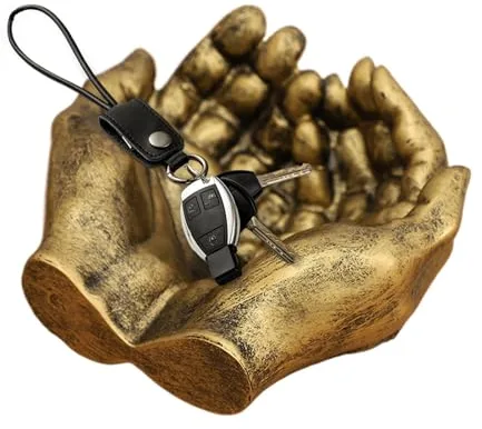 Bandeja de llaves tallada | Bandeja para llaves de escultura | Bandeja de almacenamiento de llaves | Organizador de entrada | Plato para llaves de cuenco de manos | Bandeja de almacenamiento de llaves